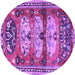 Round Machine Washable Persian Purple Traditional Area Rugs, wshtr4116pur