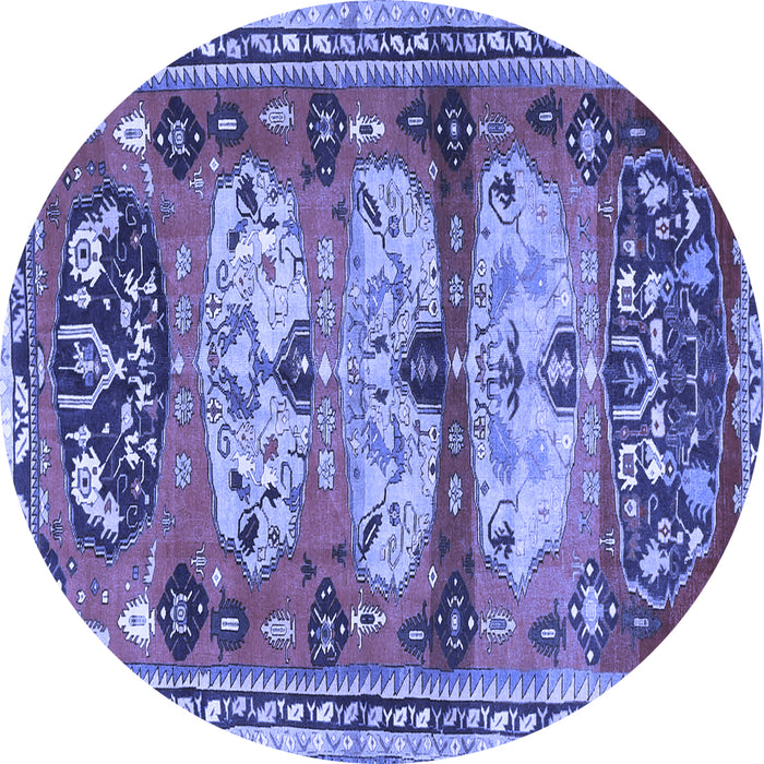 Round Persian Blue Traditional Rug, tr4116blu