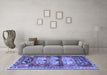 Machine Washable Persian Blue Traditional Rug in a Living Room, wshtr4116blu