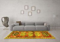 Machine Washable Persian Yellow Traditional Rug, wshtr4116yw