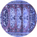 Round Machine Washable Persian Blue Traditional Rug, wshtr4116blu