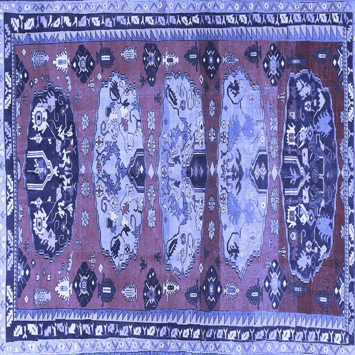 Square Machine Washable Persian Blue Traditional Rug, wshtr4116blu