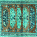 Square Machine Washable Persian Turquoise Traditional Area Rugs, wshtr4116turq