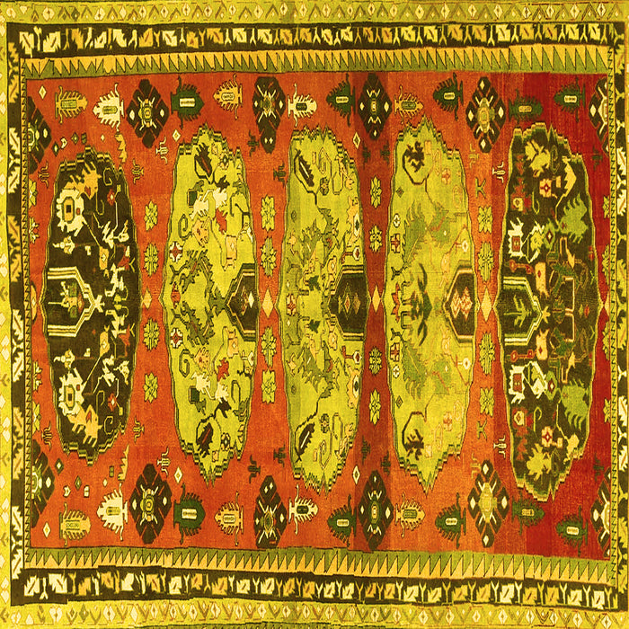 Square Machine Washable Persian Yellow Traditional Rug, wshtr4116yw