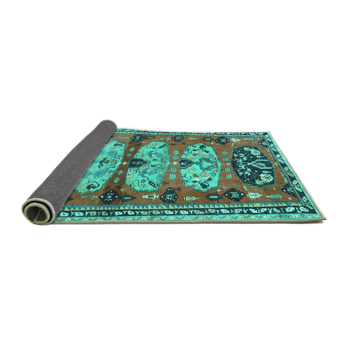 Sideview of Persian Turquoise Traditional Rug, tr4116turq