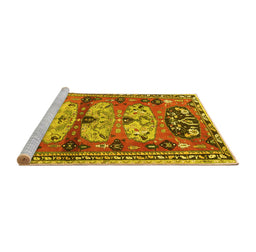 Sideview of Machine Washable Persian Yellow Traditional Rug, wshtr4116yw
