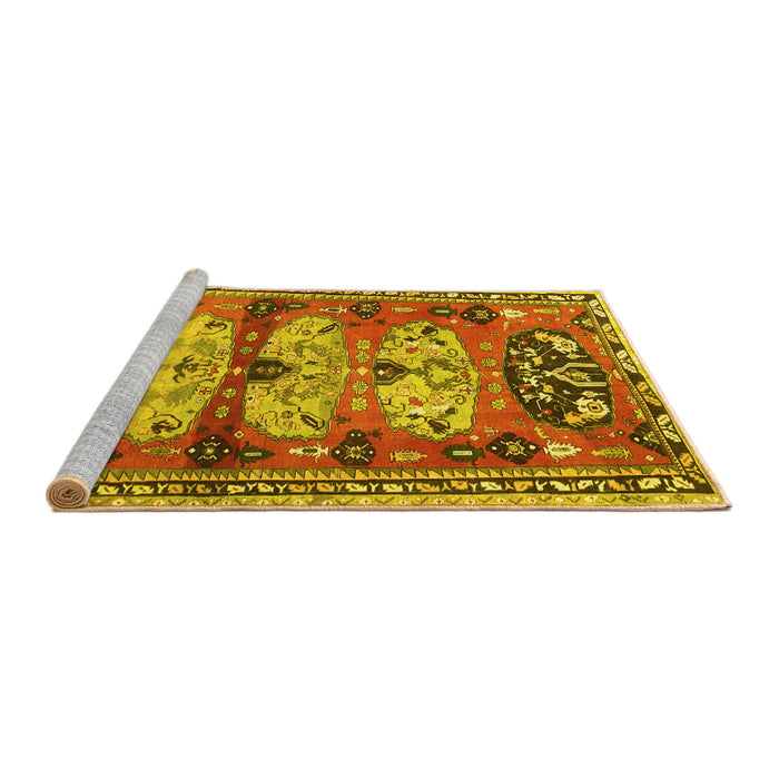 Sideview of Machine Washable Persian Yellow Traditional Rug, wshtr4116yw