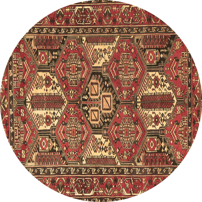 Round Persian Brown Traditional Rug, tr4117brn