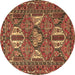 Round Machine Washable Persian Brown Traditional Rug, wshtr4117brn