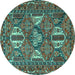 Round Machine Washable Persian Turquoise Traditional Area Rugs, wshtr4117turq