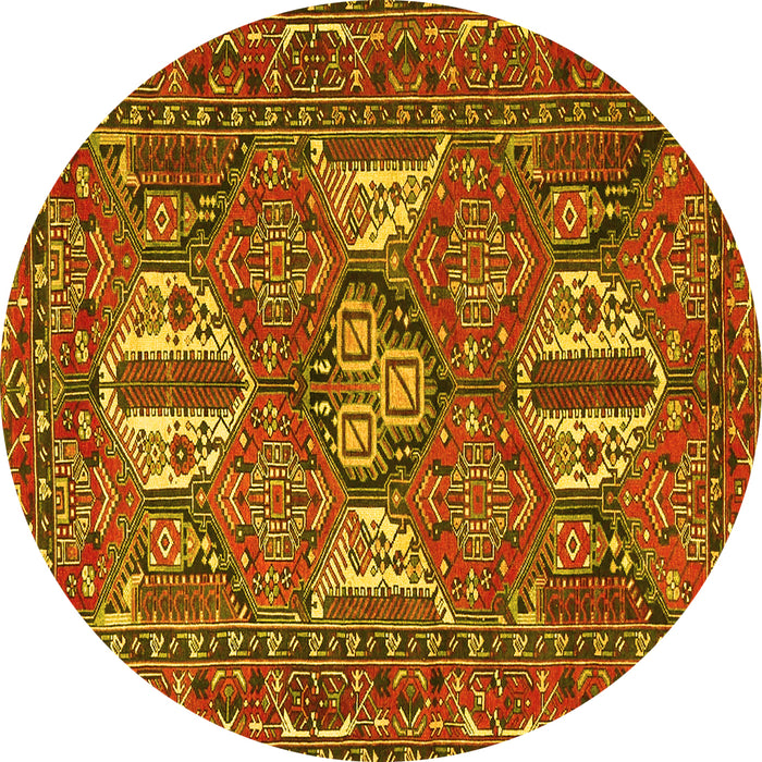 Round Persian Yellow Traditional Rug, tr4117yw