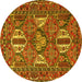 Round Persian Yellow Traditional Rug, tr4117yw