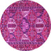 Round Machine Washable Persian Pink Traditional Rug, wshtr4117pnk