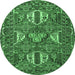 Round Persian Emerald Green Traditional Rug, tr4117emgrn