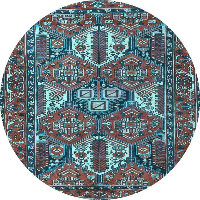 Round Machine Washable Persian Light Blue Traditional Rug, wshtr4117lblu