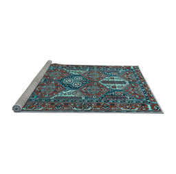 Sideview of Machine Washable Persian Light Blue Traditional Rug, wshtr4117lblu