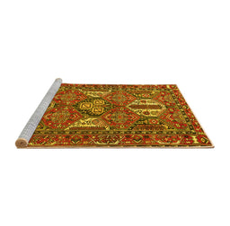 Sideview of Machine Washable Persian Yellow Traditional Rug, wshtr4117yw