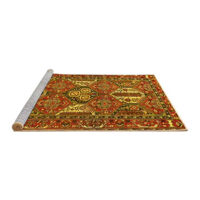 Sideview of Machine Washable Persian Yellow Traditional Rug, wshtr4117yw