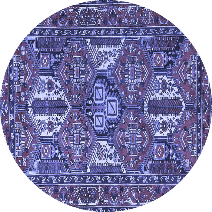 Round Persian Blue Traditional Rug, tr4117blu