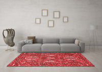 Machine Washable Persian Red Traditional Rug, wshtr4117red