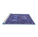 Sideview of Machine Washable Persian Blue Traditional Rug, wshtr4117blu