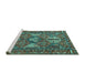 Sideview of Machine Washable Persian Turquoise Traditional Area Rugs, wshtr4117turq