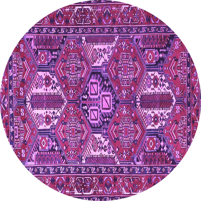 Round Machine Washable Persian Purple Traditional Area Rugs, wshtr4117pur