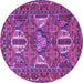 Round Machine Washable Persian Purple Traditional Area Rugs, wshtr4117pur