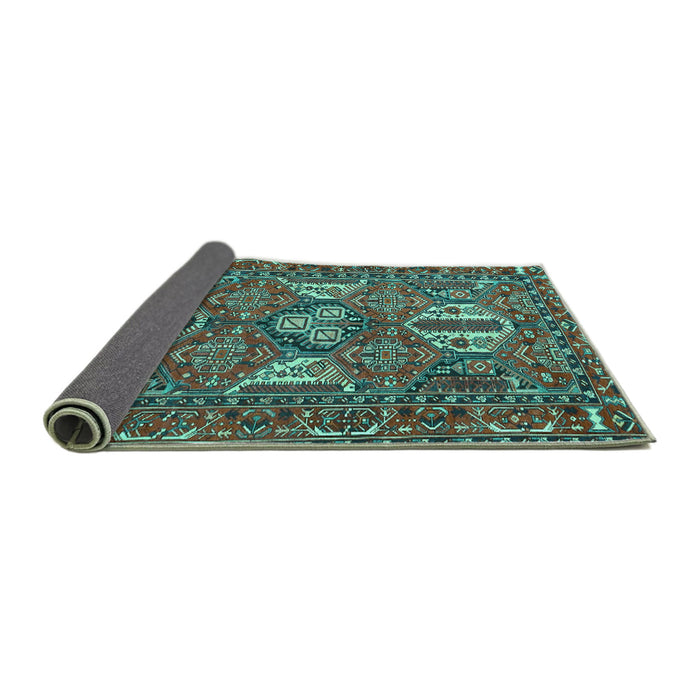 Sideview of Persian Turquoise Traditional Rug, tr4117turq