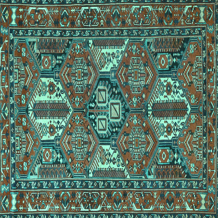 Square Machine Washable Persian Turquoise Traditional Area Rugs, wshtr4117turq