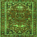 Round Machine Washable Persian Green Traditional Area Rugs, wshtr4118grn