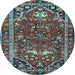 Round Persian Light Blue Traditional Rug, tr4118lblu