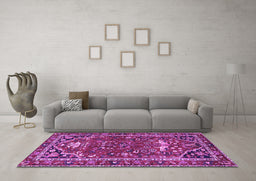 Machine Washable Persian Purple Traditional Area Rugs in a Living Room, wshtr4118pur