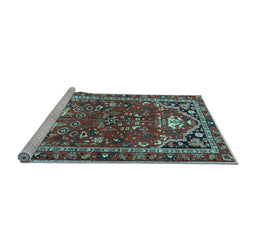 Sideview of Machine Washable Persian Light Blue Traditional Rug, wshtr4118lblu
