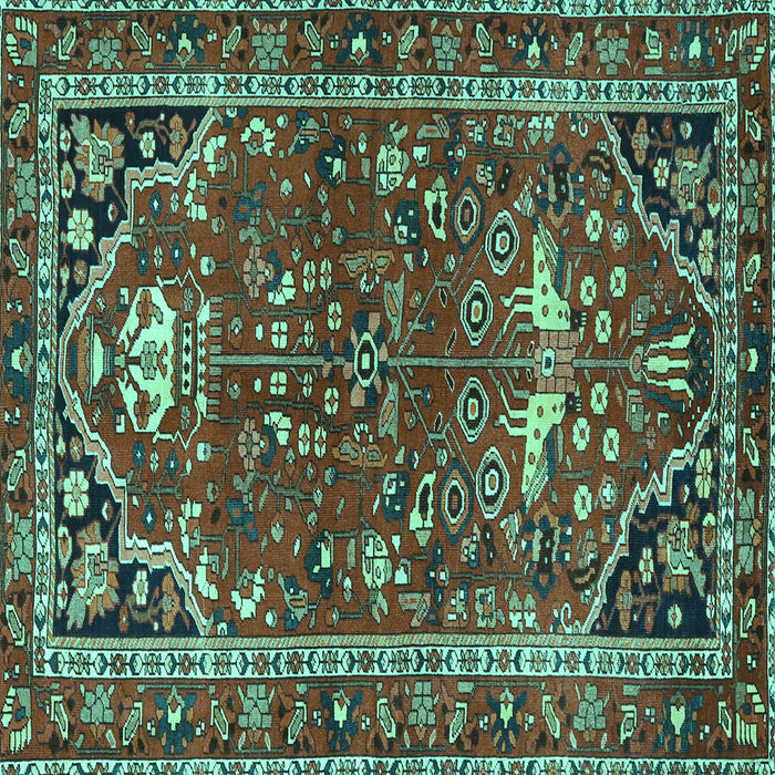 Square Machine Washable Persian Turquoise Traditional Area Rugs, wshtr4118turq