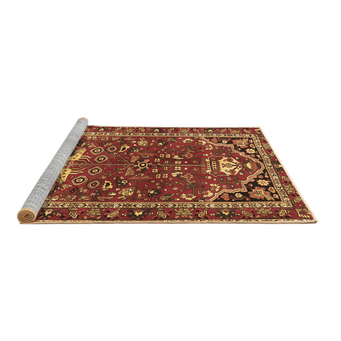 Sideview of Machine Washable Persian Brown Traditional Rug, wshtr4118brn