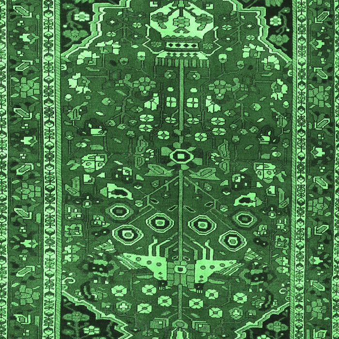 Machine Washable Persian Emerald Green Traditional Area Rugs, wshtr4118emgrn