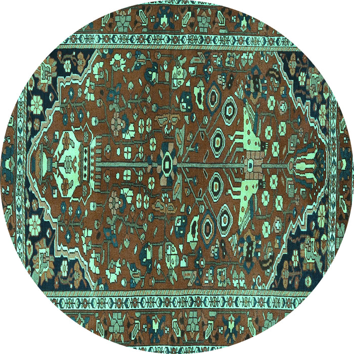 Round Machine Washable Persian Turquoise Traditional Area Rugs, wshtr4118turq