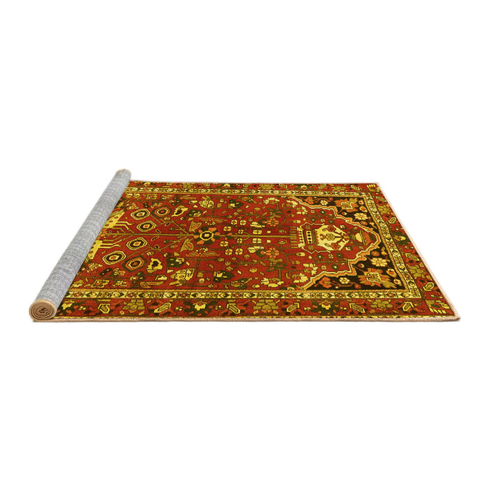 Sideview of Machine Washable Persian Yellow Traditional Rug, wshtr4118yw