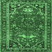 Square Machine Washable Persian Emerald Green Traditional Area Rugs, wshtr4118emgrn