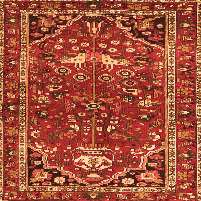 Round Machine Washable Persian Orange Traditional Area Rugs, wshtr4118org