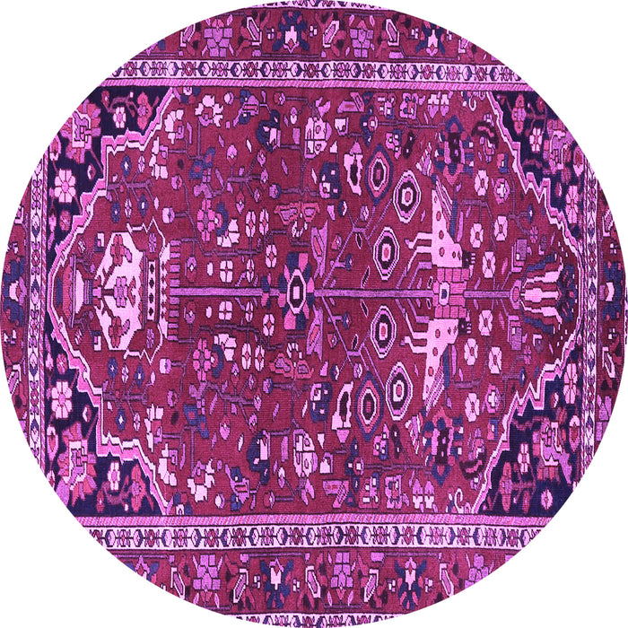Round Machine Washable Persian Purple Traditional Area Rugs, wshtr4118pur