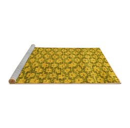 Sideview of Machine Washable Persian Yellow Traditional Rug, wshtr4119yw