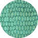 Round Persian Turquoise Traditional Rug, tr4119turq
