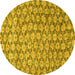 Round Machine Washable Persian Yellow Traditional Rug, wshtr4119yw