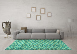 Machine Washable Persian Turquoise Traditional Area Rugs in a Living Room,, wshtr4119turq