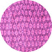 Round Machine Washable Persian Pink Traditional Rug, wshtr4119pnk