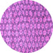 Round Machine Washable Persian Purple Traditional Area Rugs, wshtr4119pur