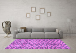 Machine Washable Persian Purple Traditional Area Rugs in a Living Room, wshtr4119pur