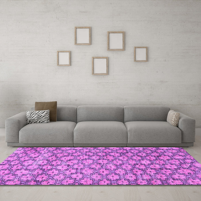 Machine Washable Persian Purple Traditional Area Rugs in a Living Room, wshtr4119pur